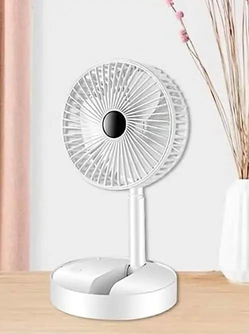 Table Fan (White), Portable Folding Fan, Rechargeable USB Type-C Fan, 3 Speed Battery Drpshippr